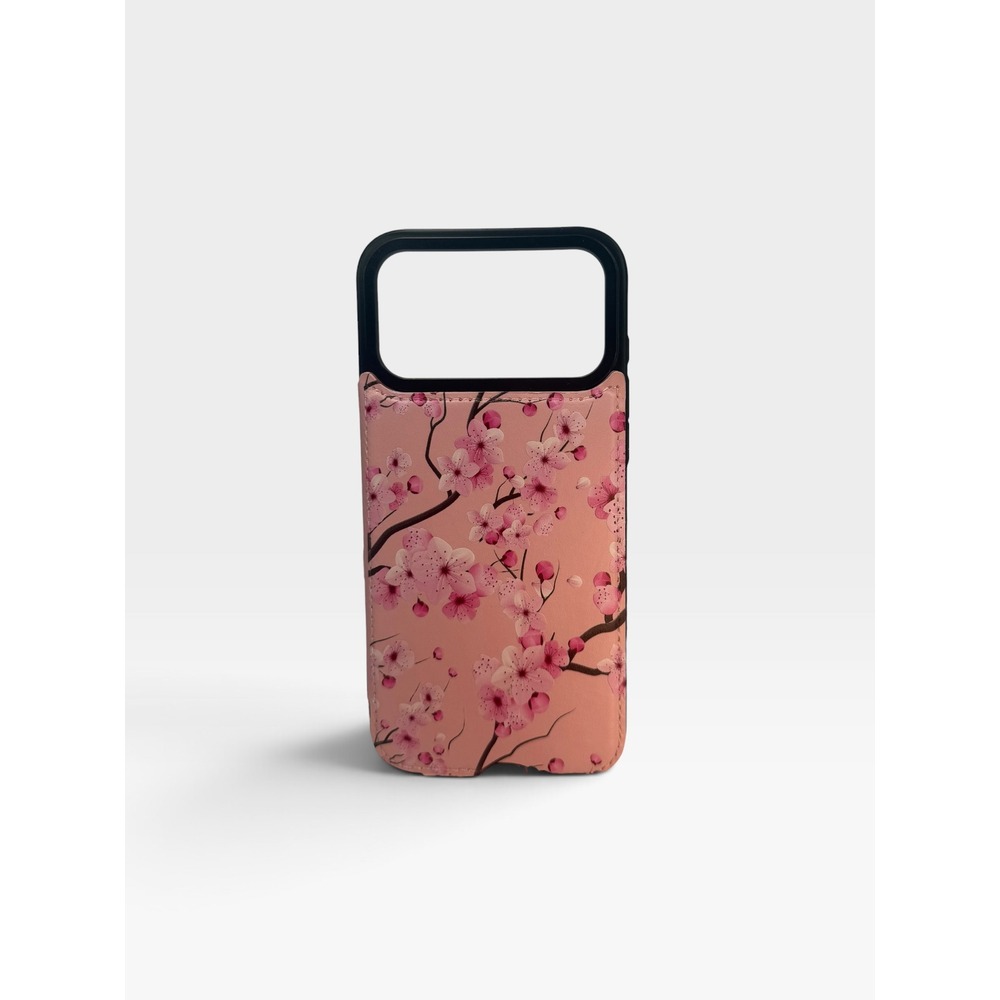 Cherry Blossom Floral Wallet Case for iPhone 17 Pro Max Pink Sakura Card Holder